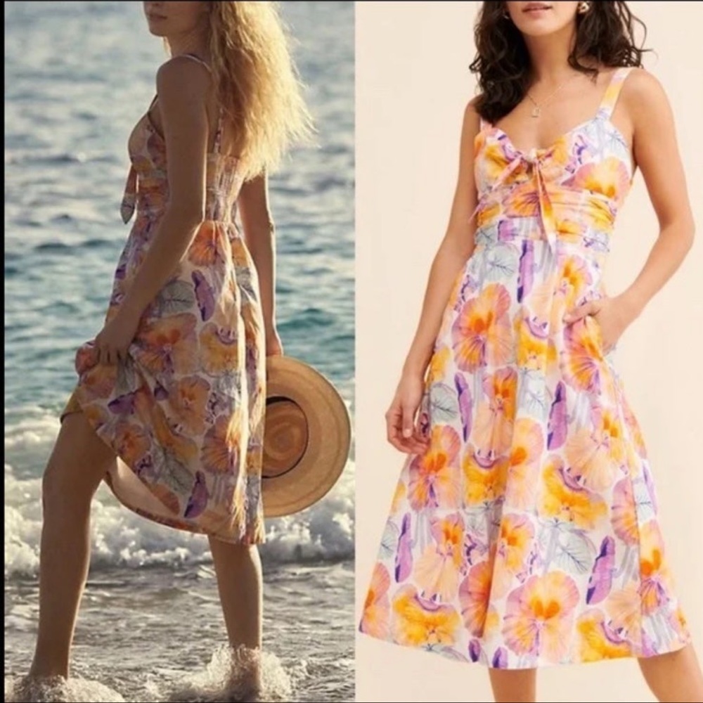 Anthropologie Cecilia Pettersson Tie-Front Midi Dress